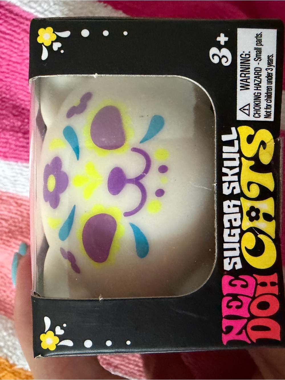 Sugar Skull Bath Squishy Toy - White with Purple & Blue Accents